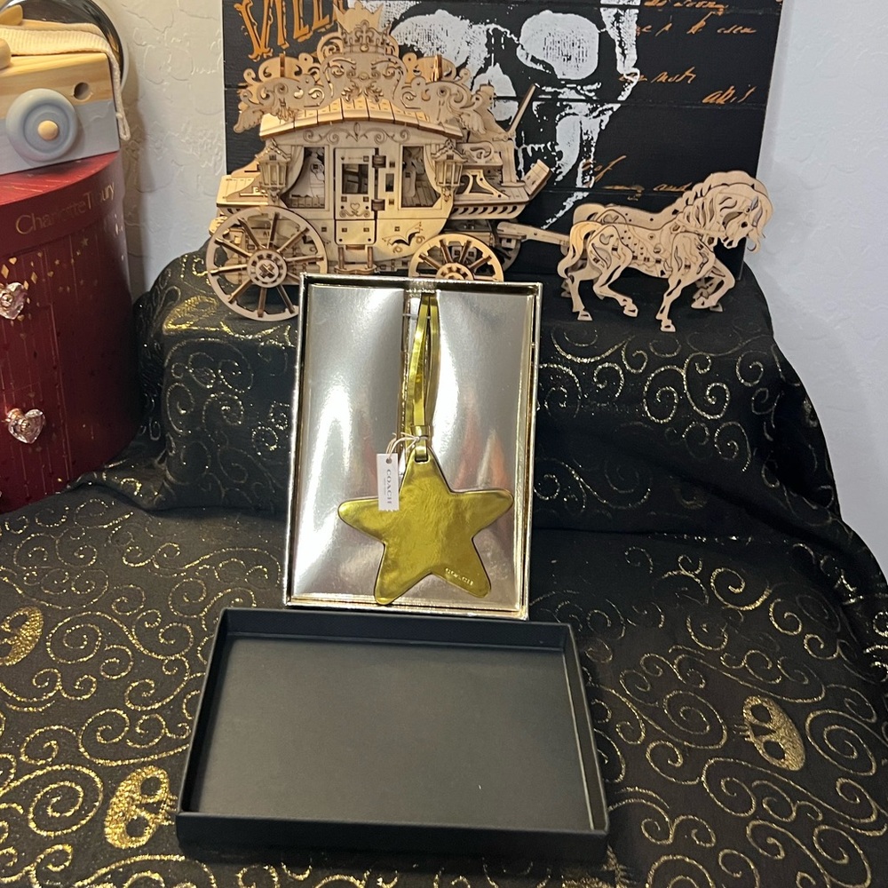 Coach Gold Metallic Lemon Star Ornament Bag Charm